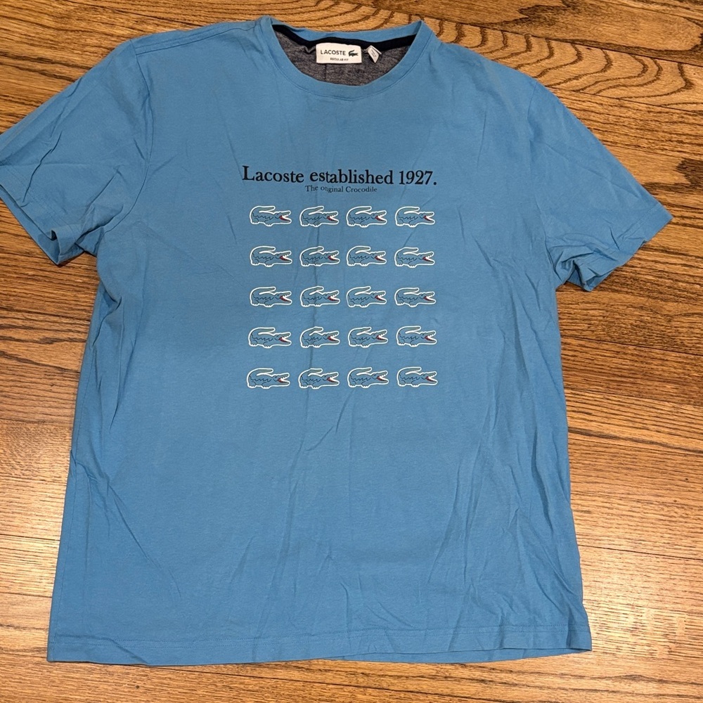 Lacoste Graphic Blue Short Sleeve Tee size 6/XL